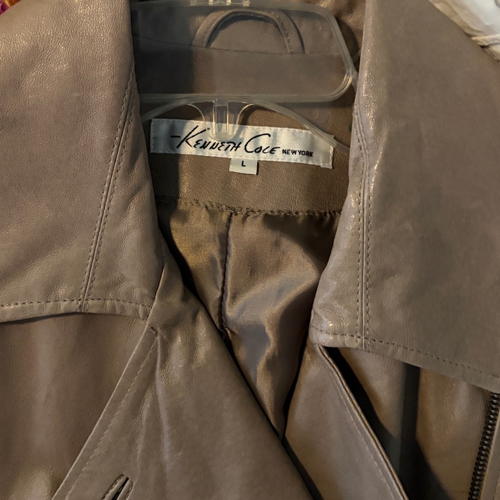 Tan Leather Jacket with Belt - Picture 7 of 7
